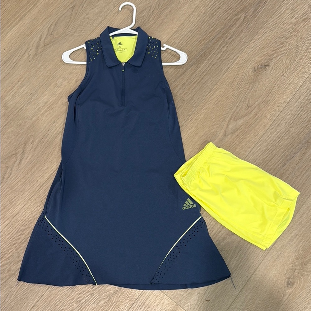 Adidas Navy and Bright Yellow Sports Dress Set